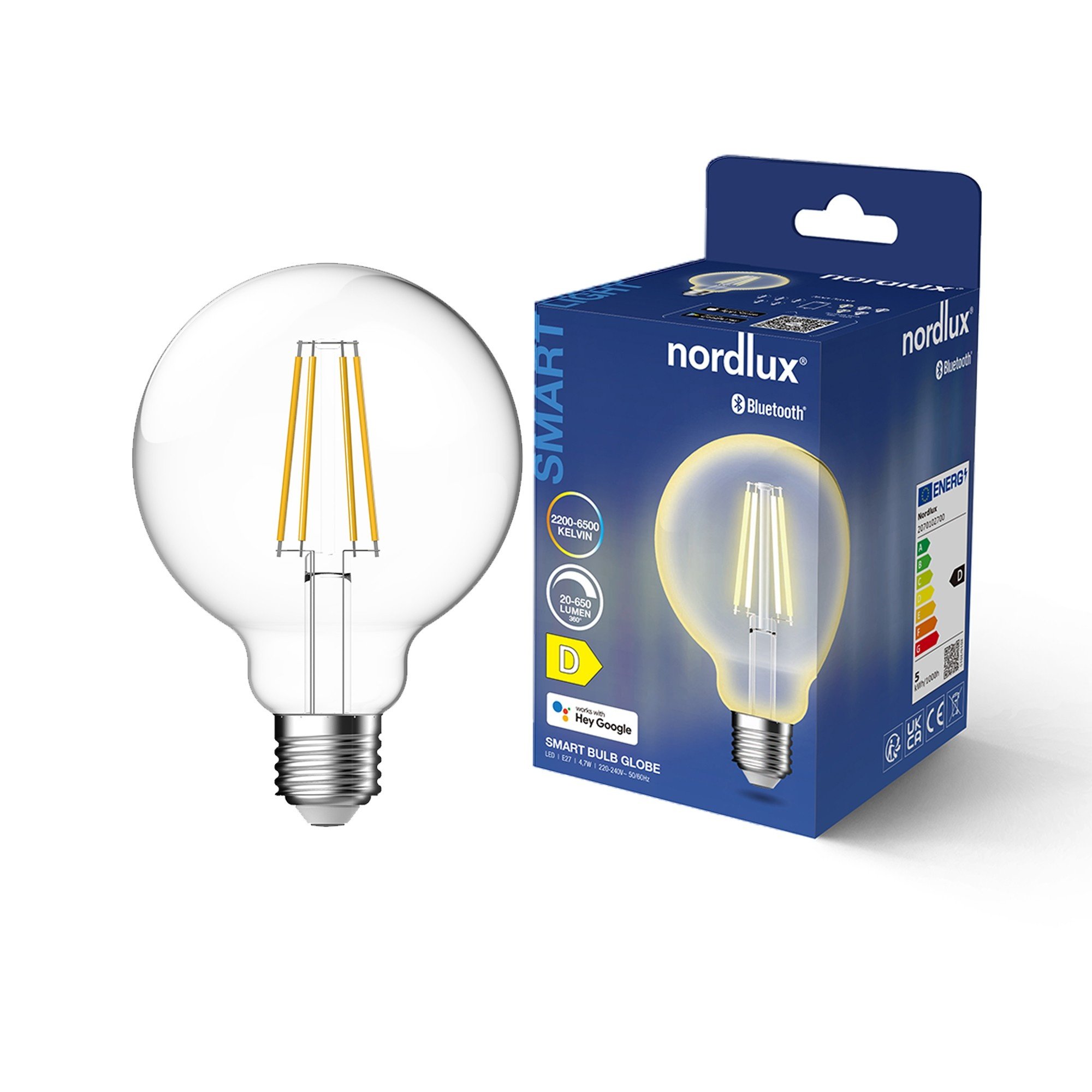 Nordlux Smart E27 G95 2200-6500 K 650 лм Light Bulb прозрачный